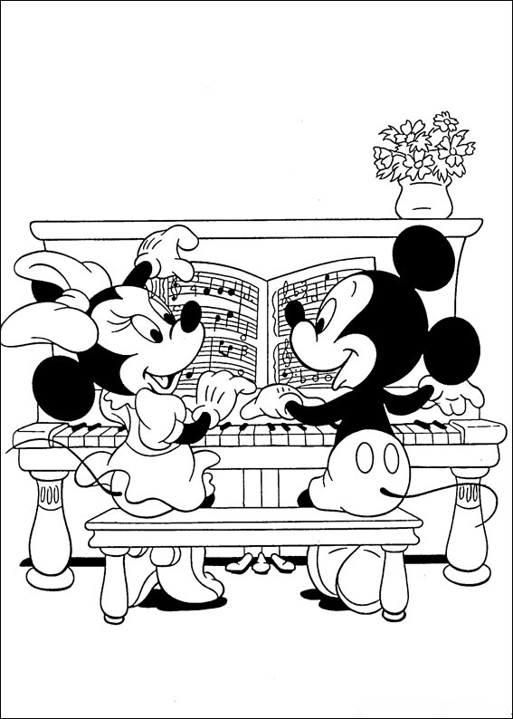 Tocando piano juntos do Mickey Mouse