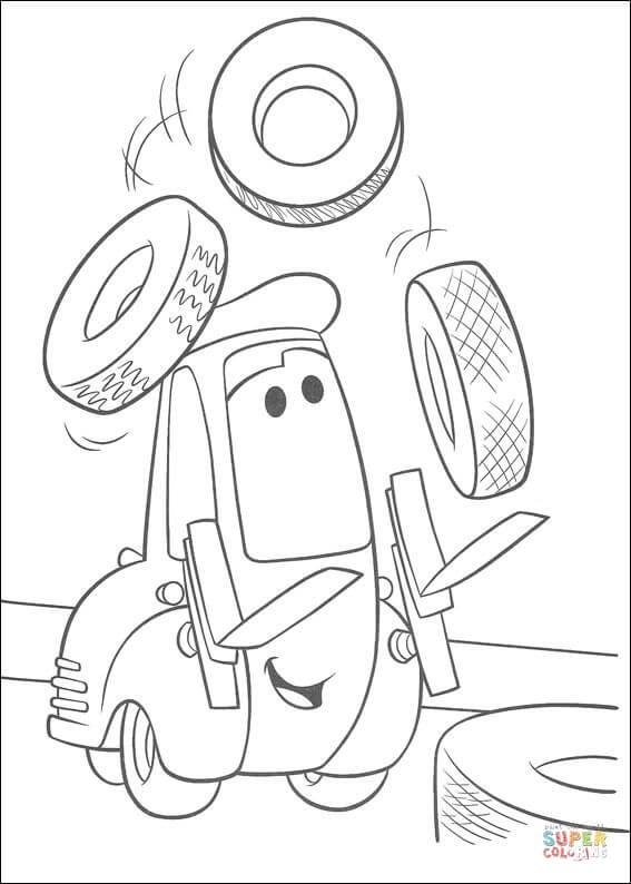 Guido is juggling the wheels  from Disney Cars Coloring Pages