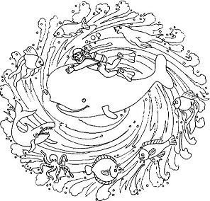 Playing With Sea Creature Mandala Coloring Pages