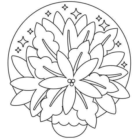 Poinsettia Green Coloring Page