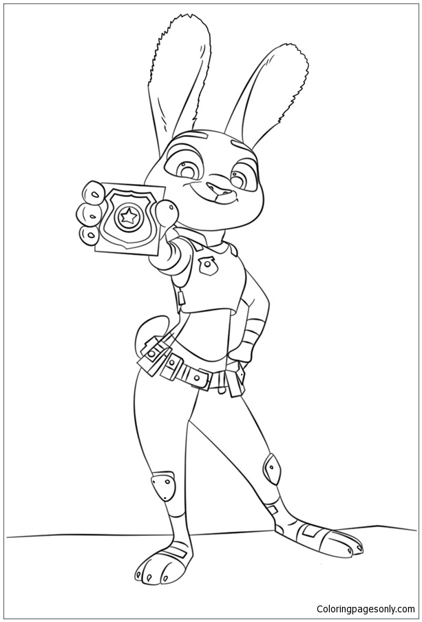 Police Officer Hopps From Disney Zootopia Coloring Page