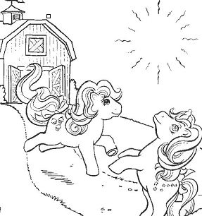 Beautiful Ponies Having Fun Coloring Pages