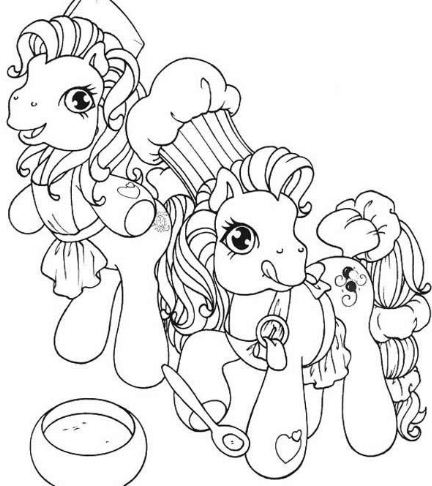 Ponies Making A Cake Coloring Pages