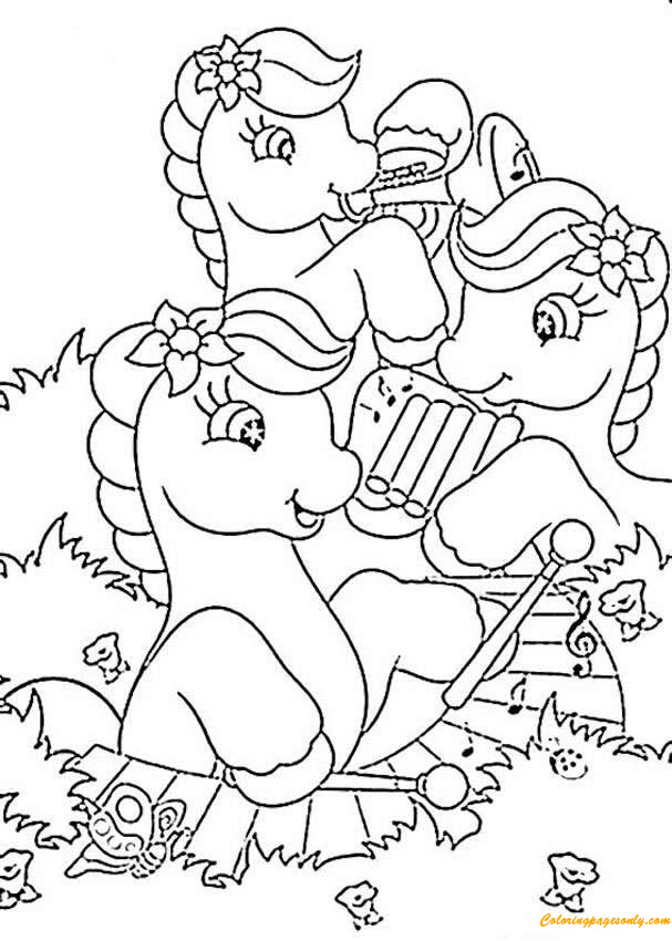 Ponies Playing Music Coloring Pages
