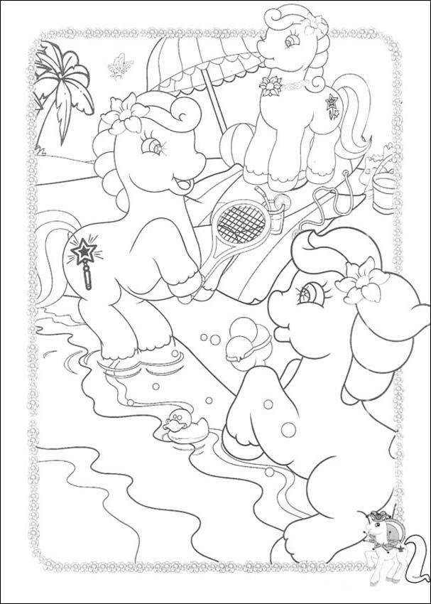 Ponies Playing Tennis Coloring Page