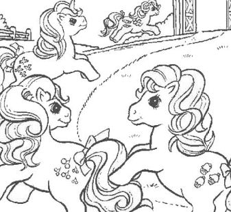 Ponies Running House Coloring Page