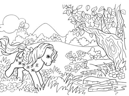 Pony In The Forest Coloring Page