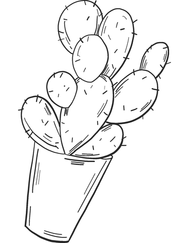 Potted Cactus Coloring Page