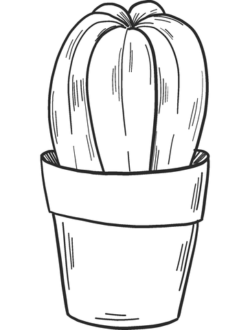 Pagina da colorare di cactus in vaso