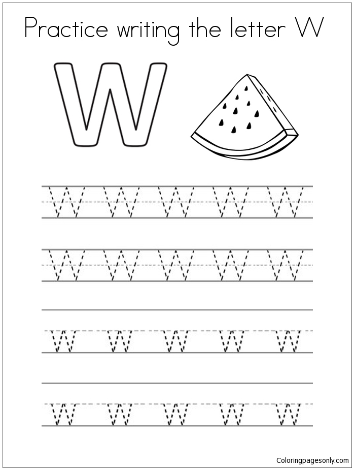Practice Writing The Letter W Coloring Pages