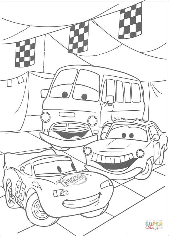 Lightning McQueen Prepares For Racing  From Disney Cars Coloring Pages