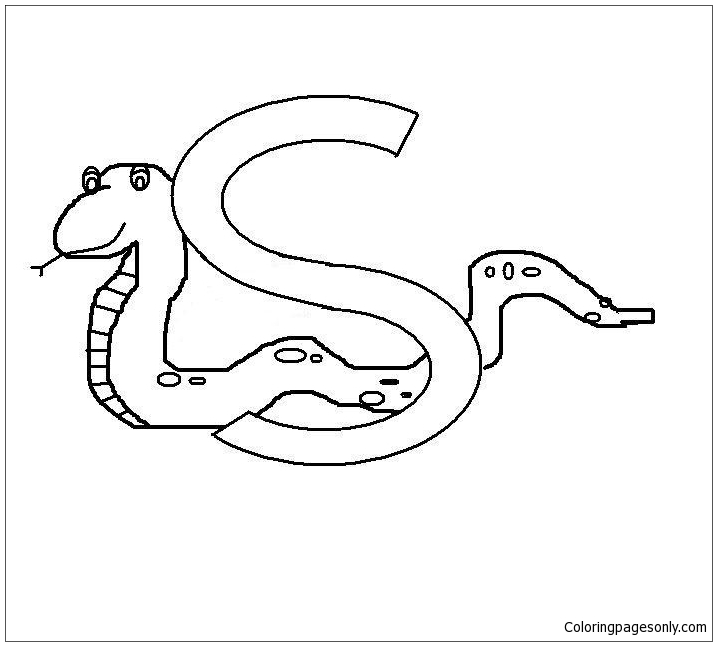 Preschool Letter S For Snake Coloring Pages