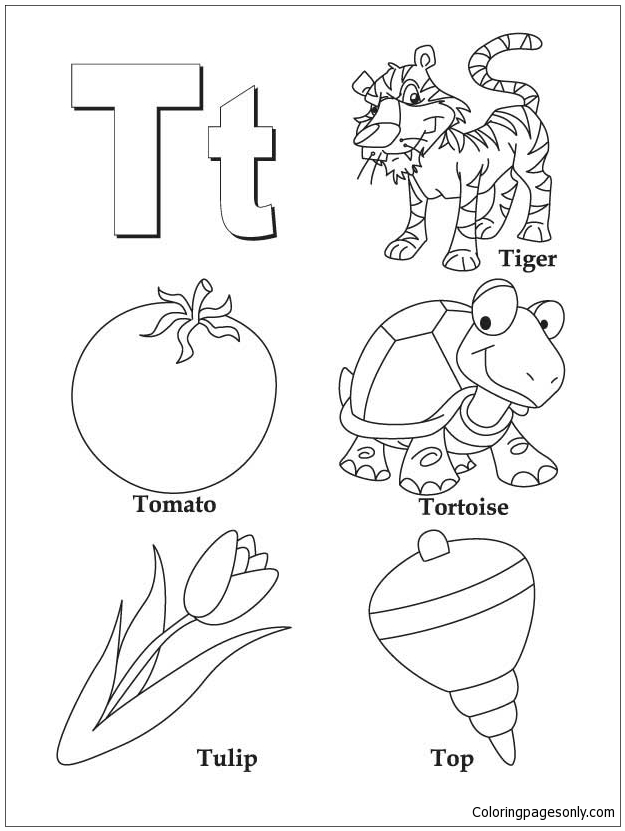Preschool Letter T Coloring Pages