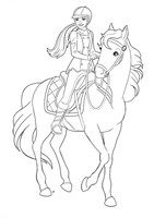 Princess Barbie Rides Horse Coloring Pages