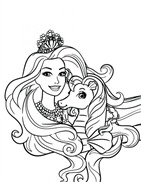 Princess Barbie With Horse Coloring Pages