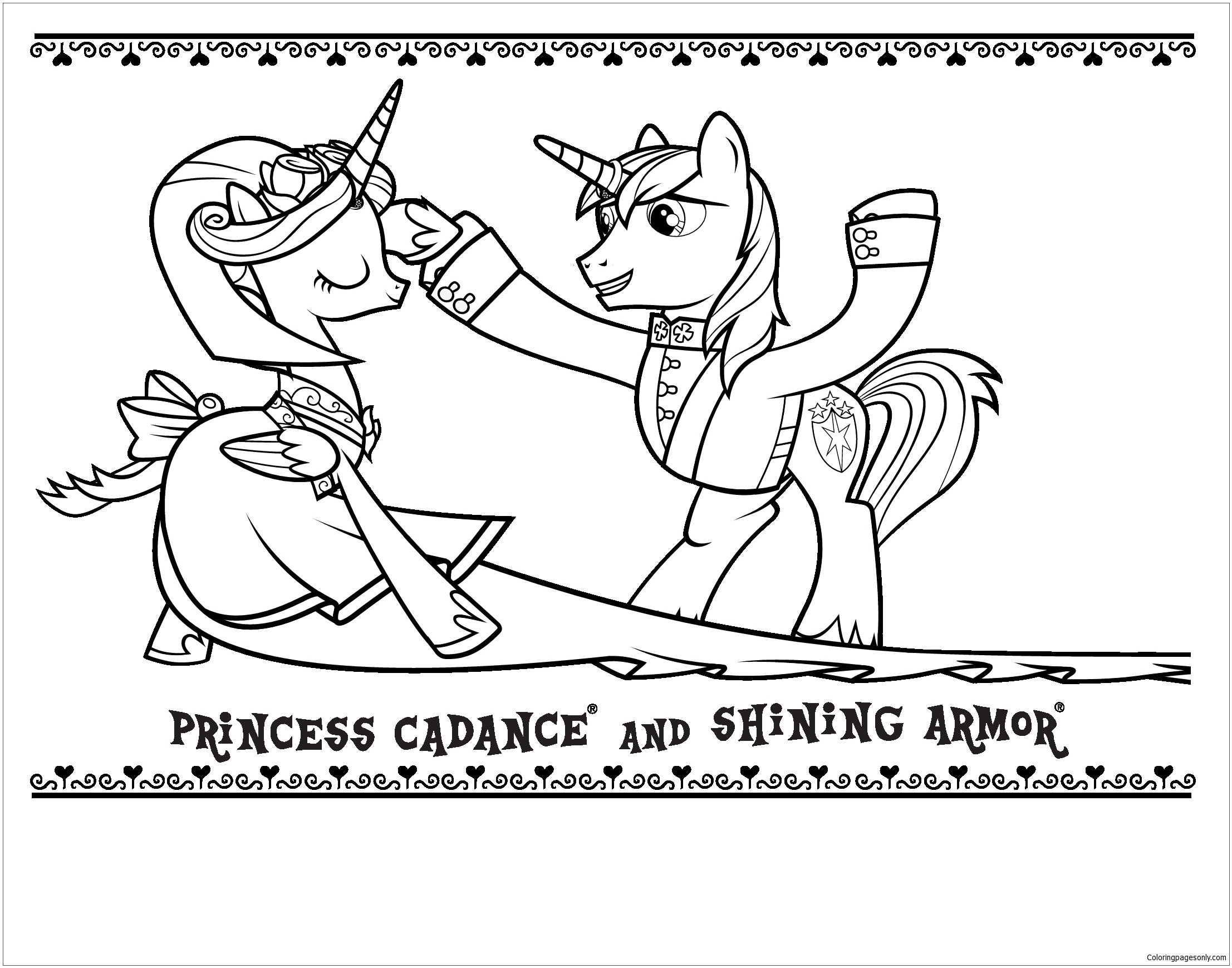 Princess Cadance And Shining Armor Coloring Pages