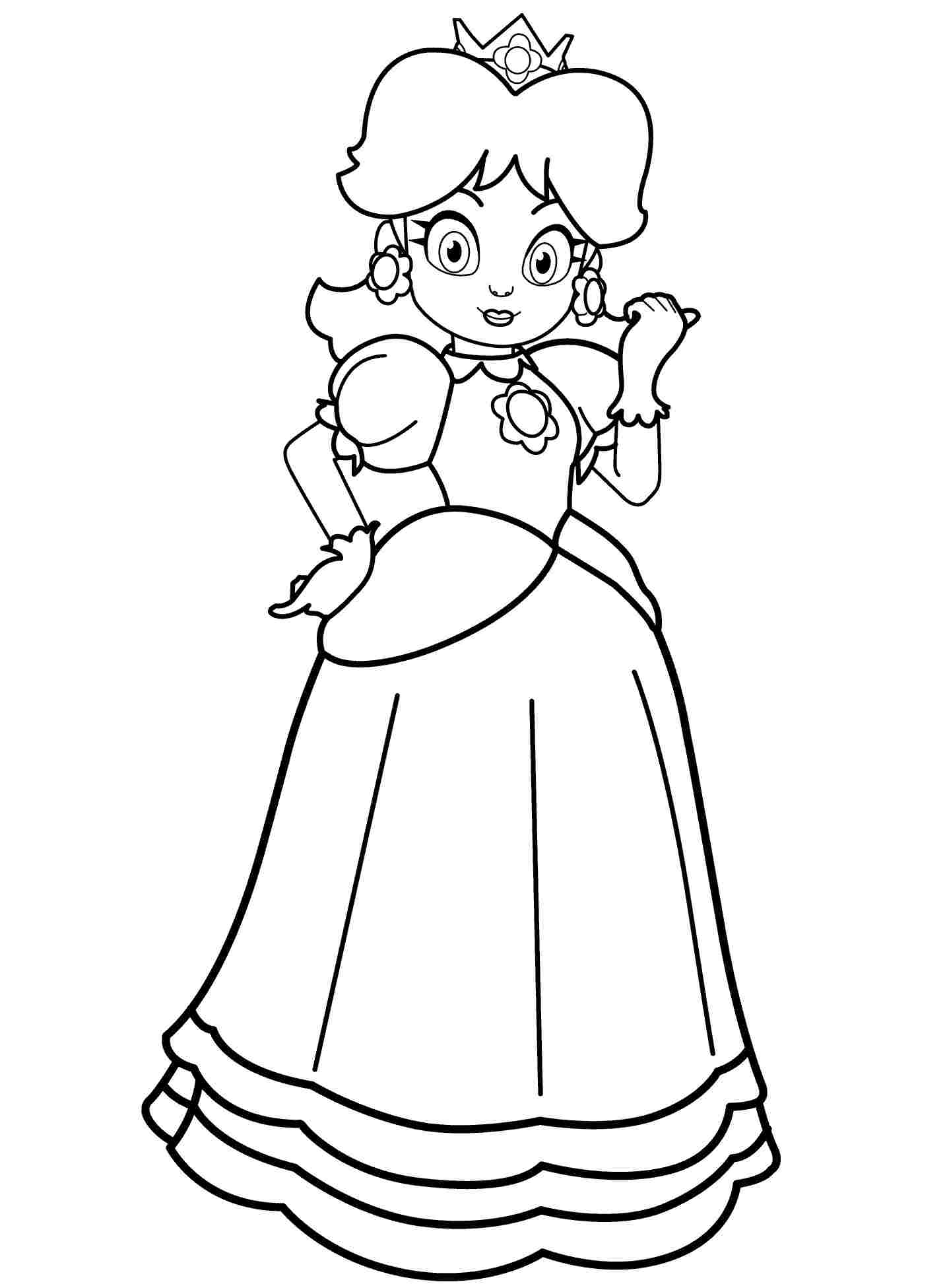 A princesa Daisy está apontando algo para colorir e imprimir