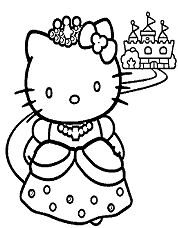 Pagina da colorare della principessa Hello Kitty 1