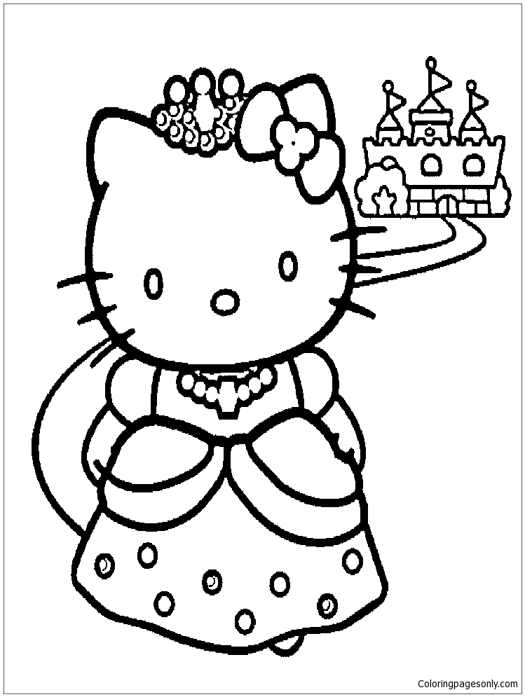 Princess Hello Kitty 1 Coloring Page