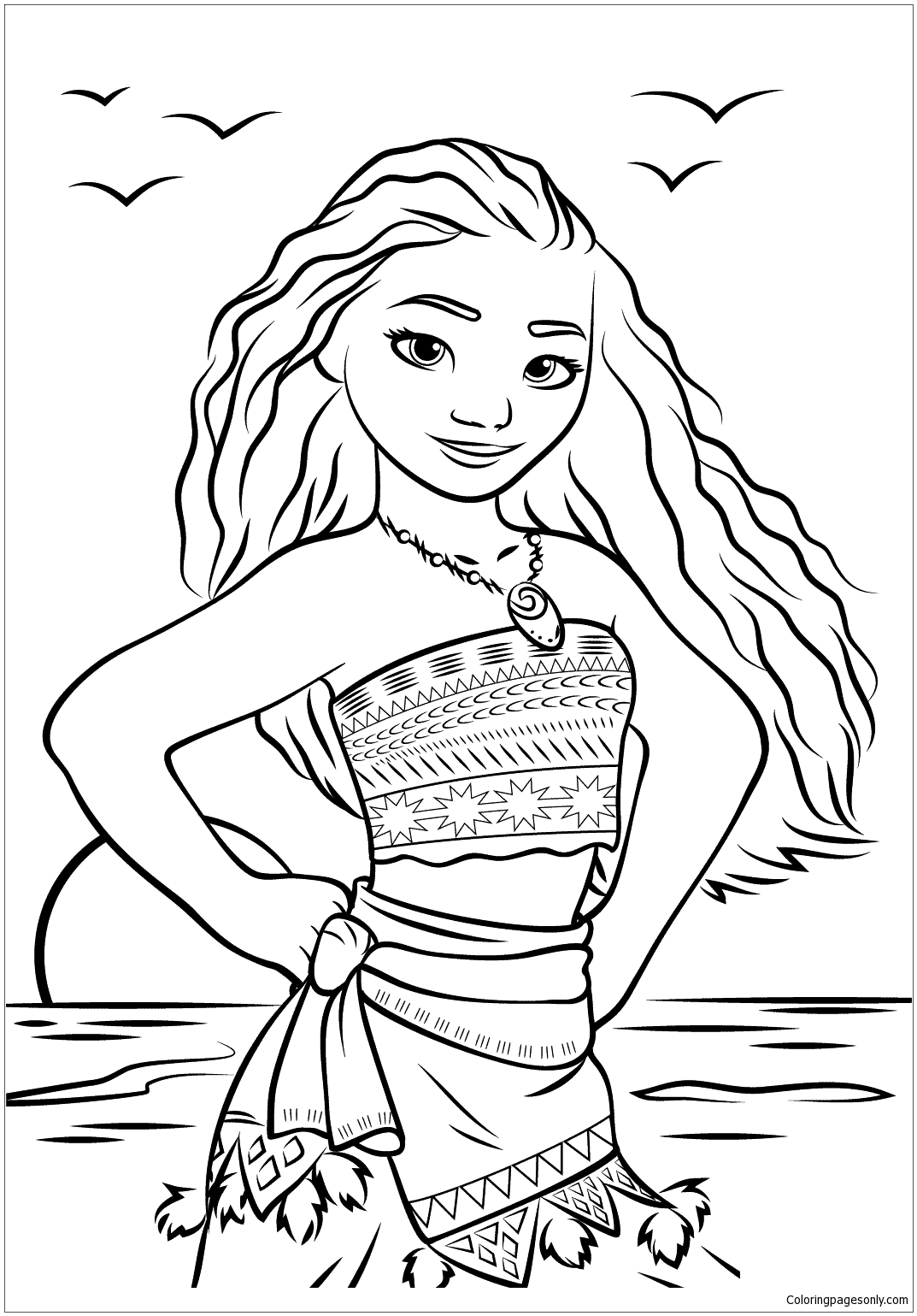 Princess Moana Portrait From Moana Coloring Pages   Cartoons ...