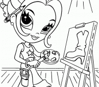 Lisa Frank paints a picture Coloring Page