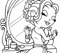 Lisa Frank at the mirror Coloring Page