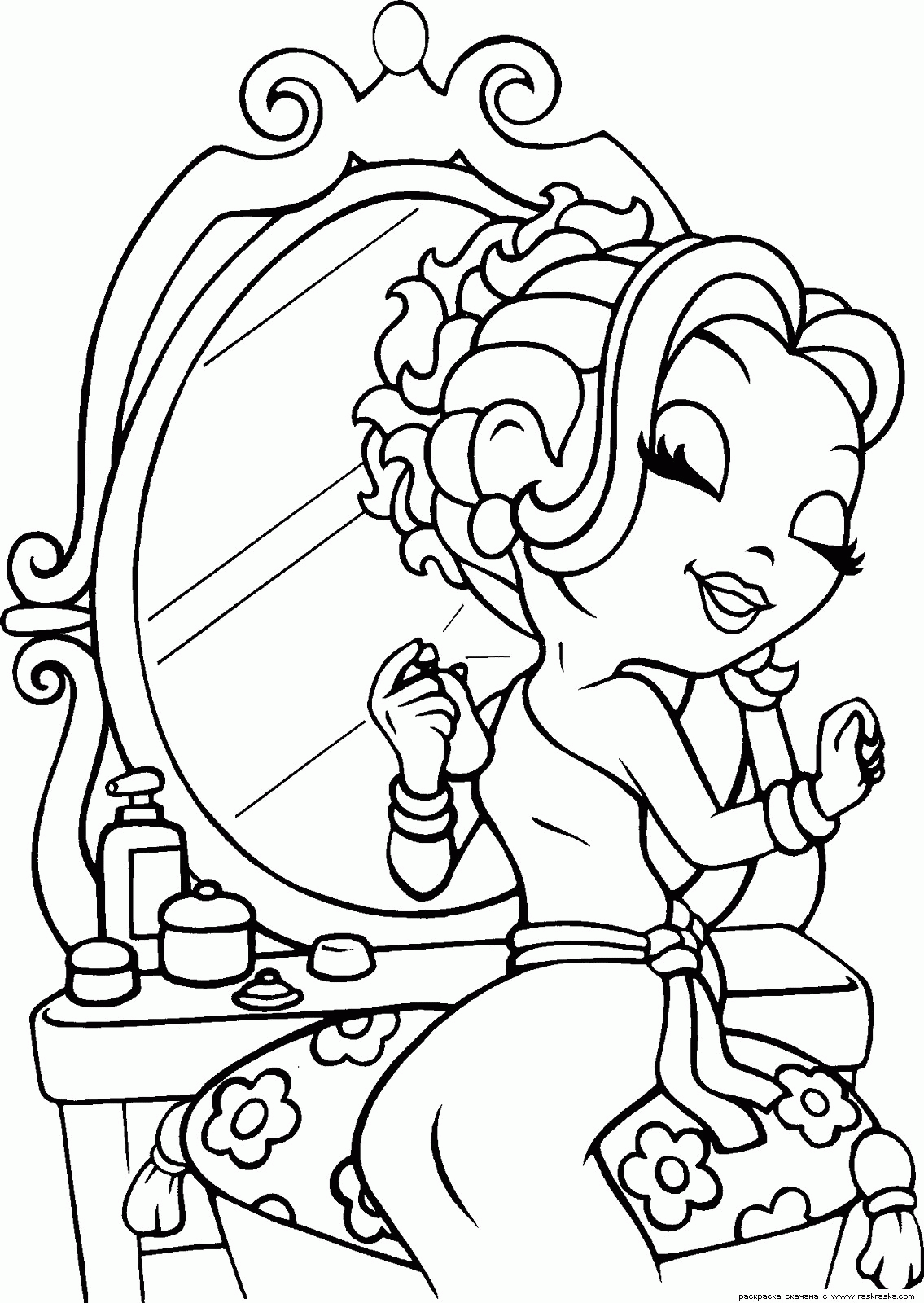 Lisa Frank at the mirror Coloring Pages