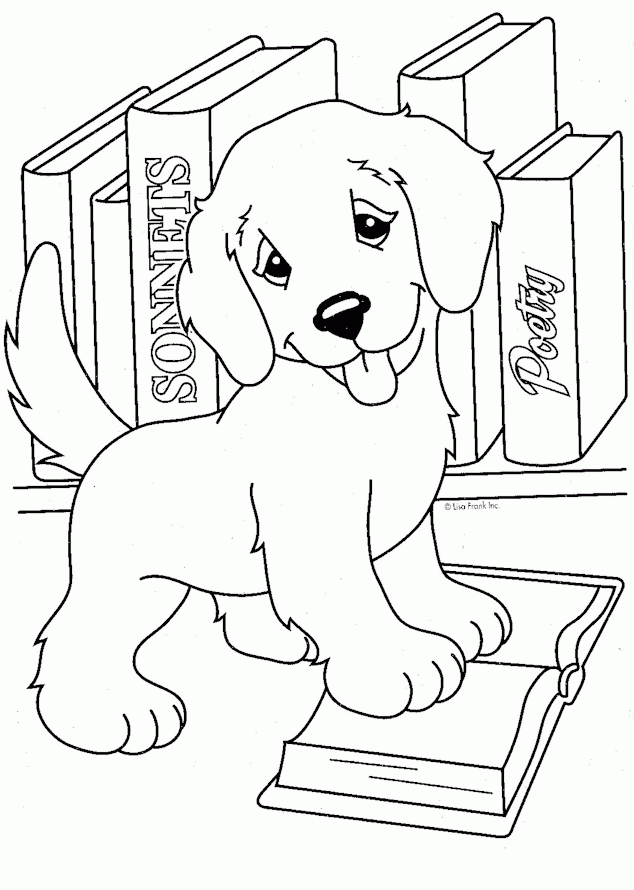 Cachorro con libros de Printable Lisa Frank
