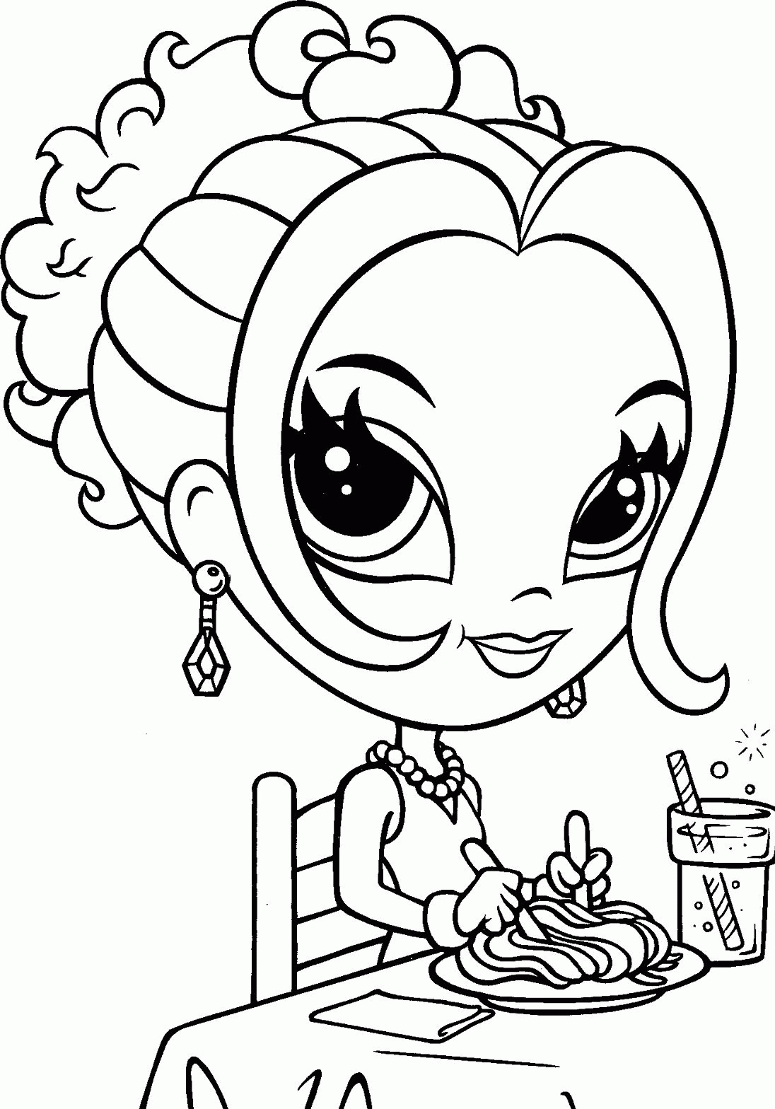 Lisa Frank Eats Pasta Coloring Pages