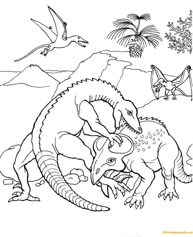 Protoceratops-gevechten van Ornithischian-dinosaurussen