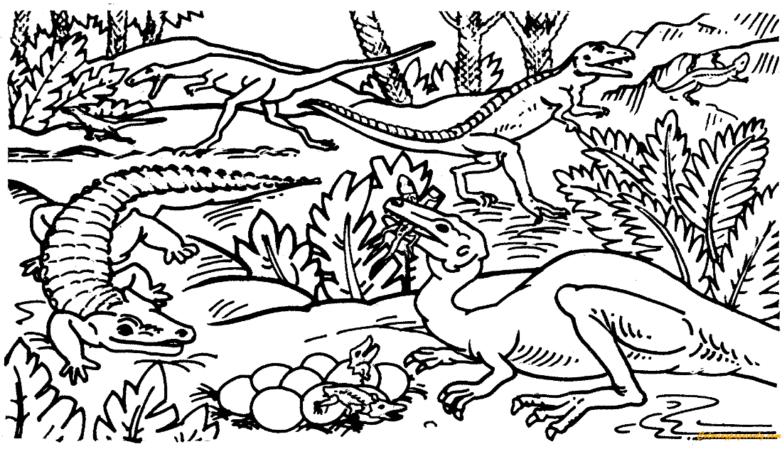 Protosuchus, Coelophysis And Saltoposuchus Coloring Pages