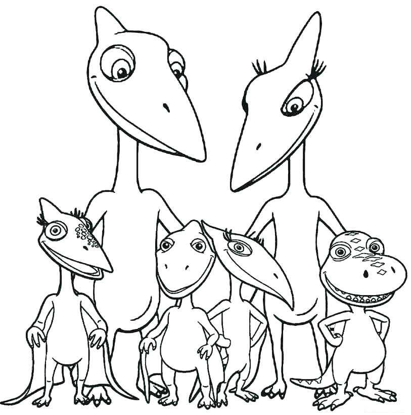 Pteranodon Dinosaur Family Coloring Page
