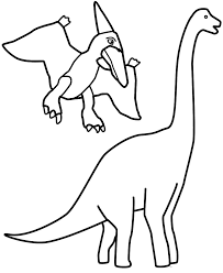 Pterodactyl and Brachiosaurus Coloring Page