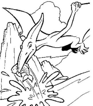Pterodactylus ving een vis Kleurplaat