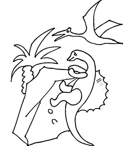 Pterodactyl Over Dinosaur Coloring Pages