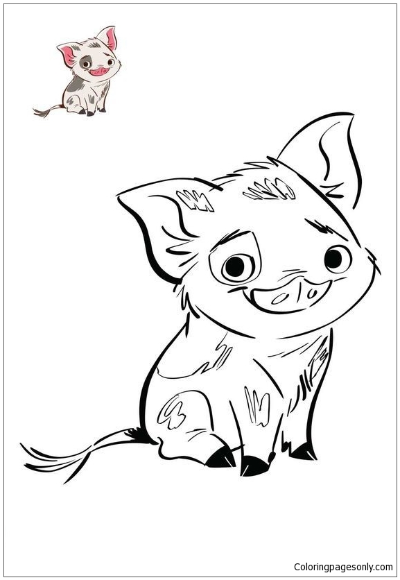 Pua Pig From Moana 4 Coloring Pages - Cartoons Coloring Pages - Free