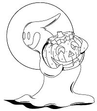 Pumpkin And Ghost For Halloween Coloring Page