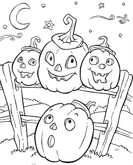 Pumpkins for Halloween Coloring Page
