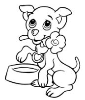 Puppy and Flower 1 Coloring Page