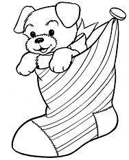 Puppy In The Stocking Coloring Pages