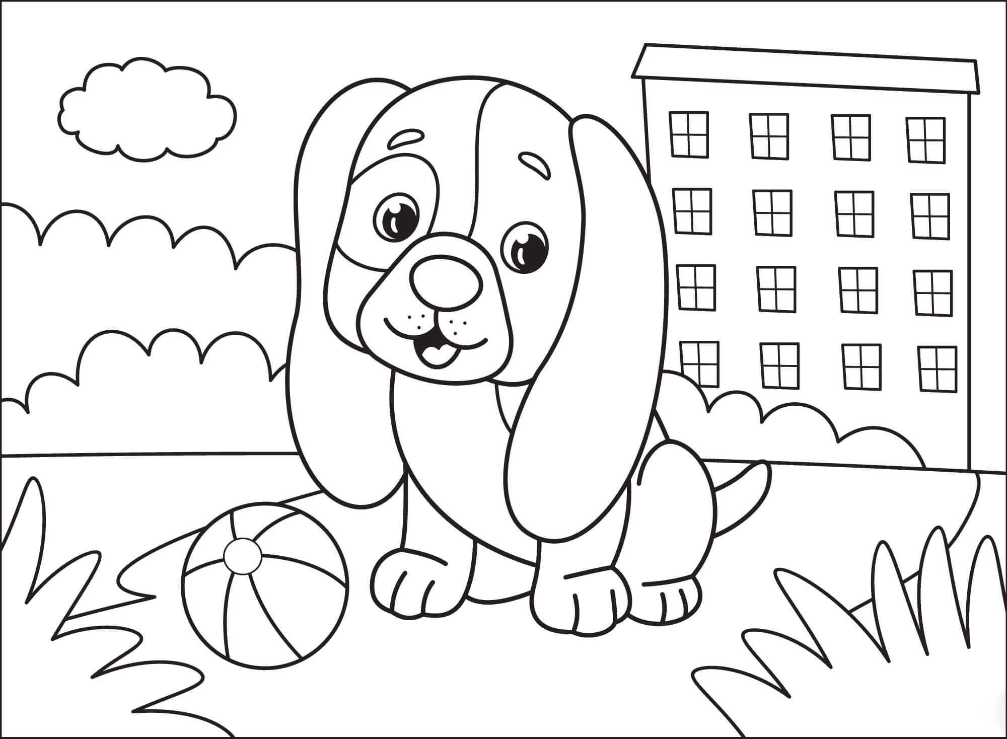 Puppy With Long Ears Coloring Pages
