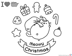 Pusheen Christmas Coloring Page