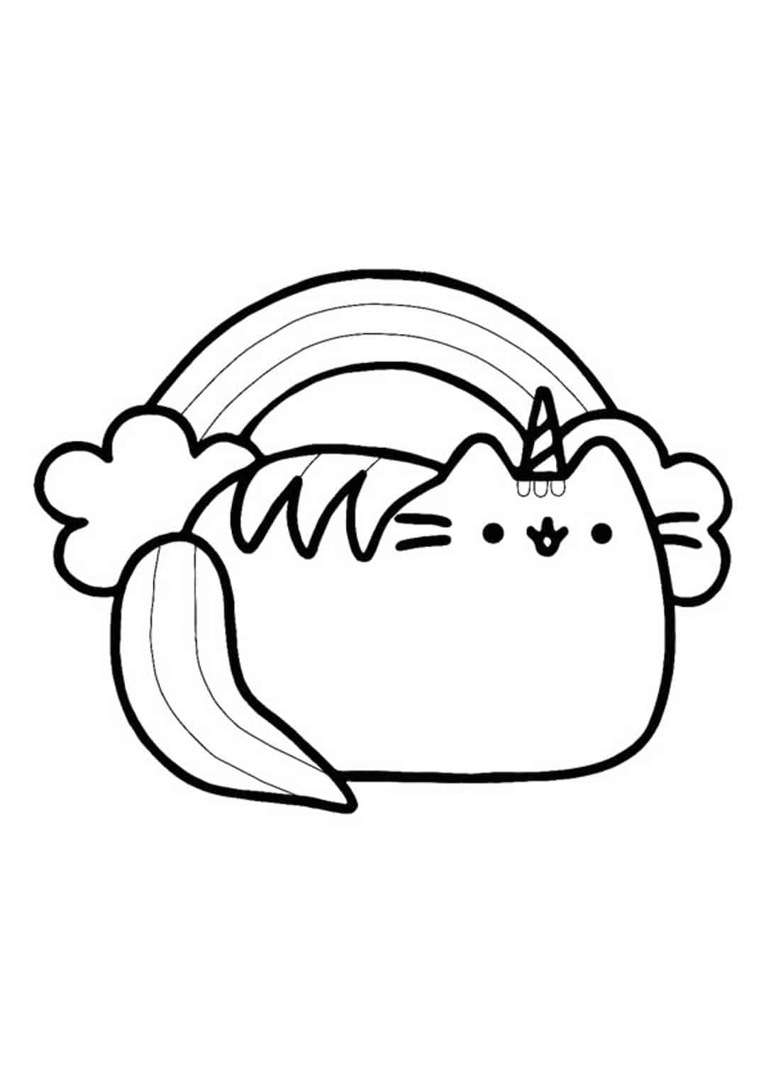 Pusheen Unicorn Rainbow Coloring Pages
