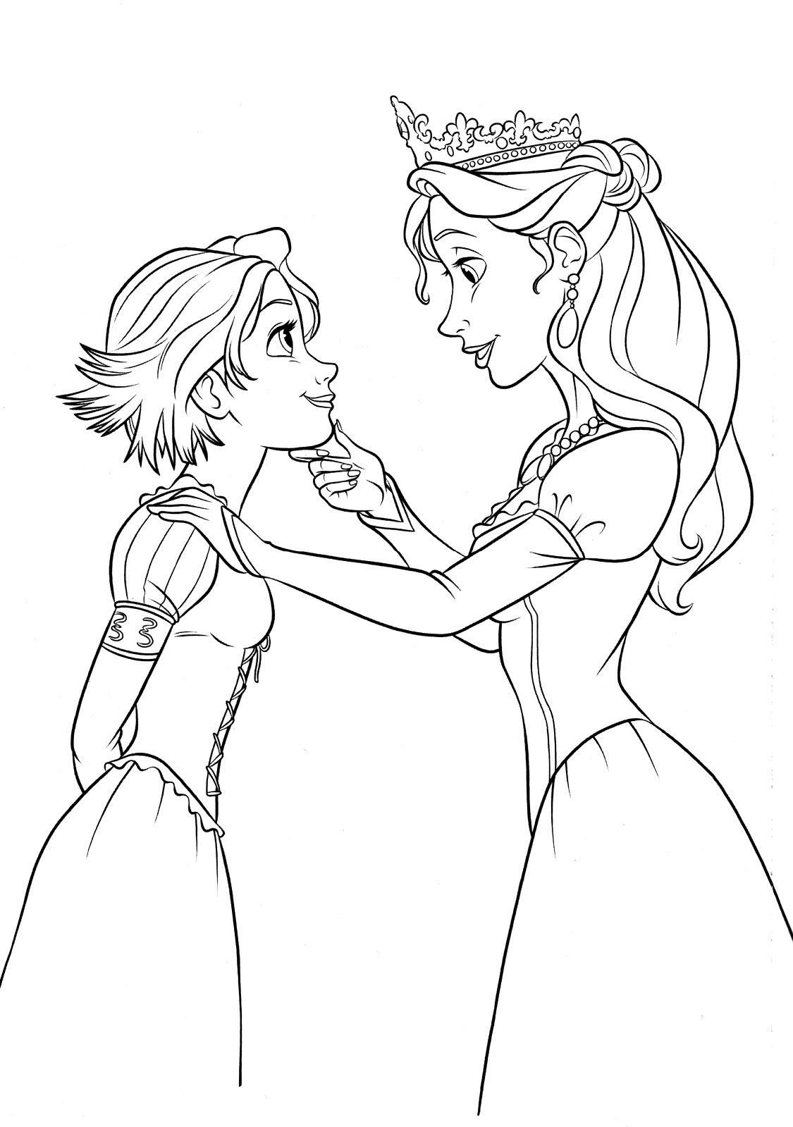 Queen Ariana and Rapunzel Coloring Pages