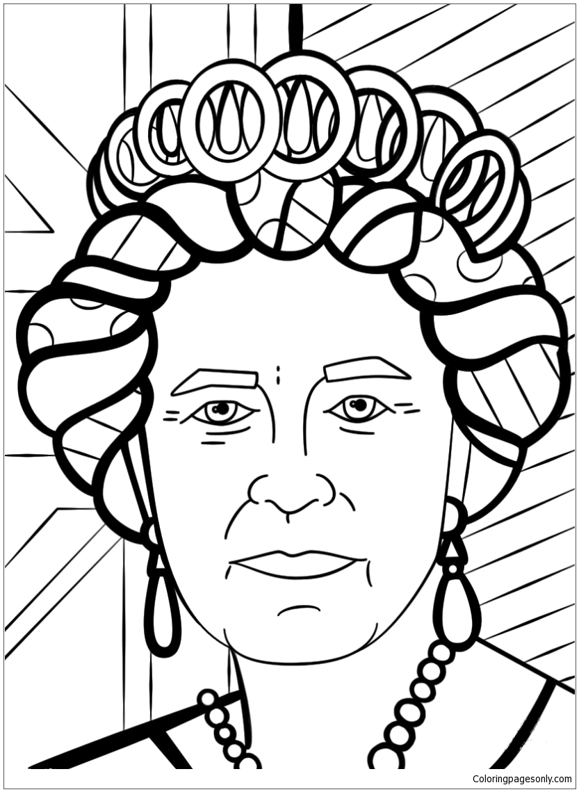 Queen Elizabeth By Romero Britto Coloring Pages