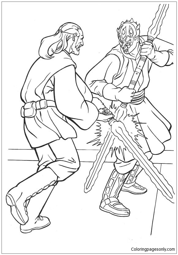Qui Gon Jinn And Darth Maul Coloring Pages