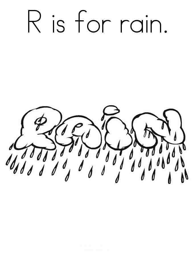 R is for rain Coloring Pages