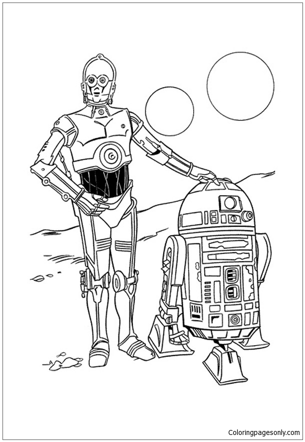 R2d2 And C3po Starwar Coloring Pages