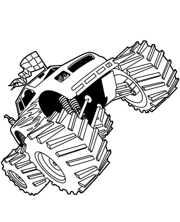 Racing With Jam Monster Truck Coloring Page
