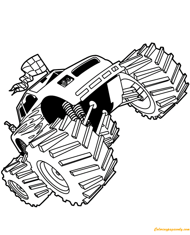 Desenho de Corrida com Jam Monster Truck para colorir